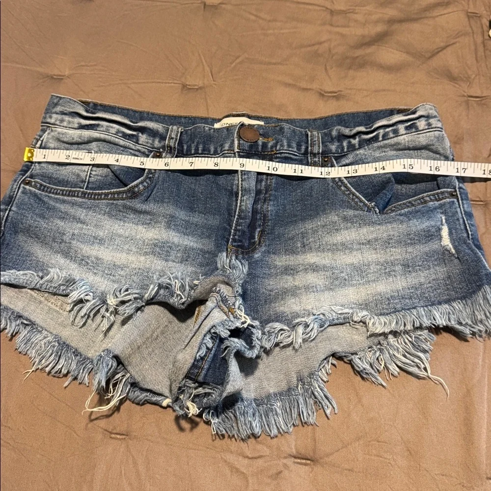 O'Neill Distressed Blue Denim Frayed Hem Shorts